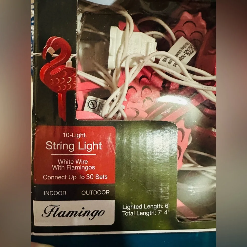 Holiday Time Pink Flamingo Party Lights NIB